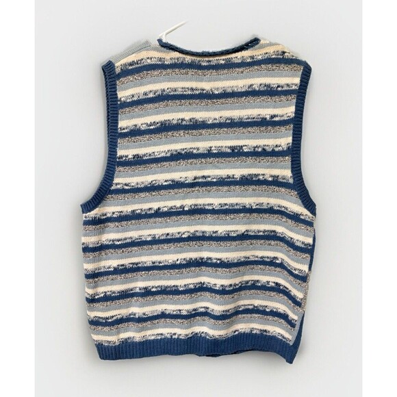 Vintage Russ Sport Preppy Knitted Sweater Vest Tennis Checkered Striped Sz L - Picture 3 of 6